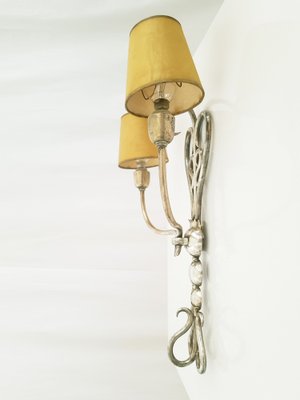 Italian Silver-Plated Brass Sconces, 1930s, Set of 2-RD-1754368