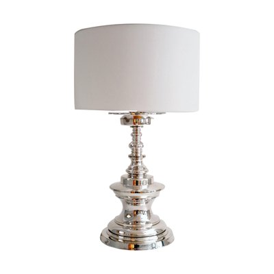 Italian Silver Plated Bronze Table Lamp, 1970s-VNE-966011