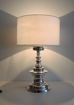 Italian Silver Plated Bronze Table Lamp, 1970s-VNE-966011