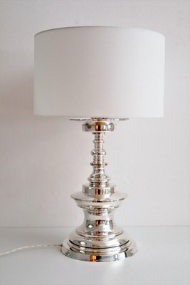 Italian Silver Plated Bronze Table Lamp, 1970s-VNE-966011