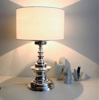 Italian Silver Plated Bronze Table Lamp, 1970s-VNE-966011