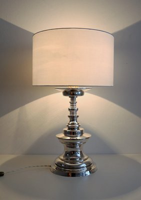 Italian Silver Plated Bronze Table Lamp, 1970s-VNE-966011