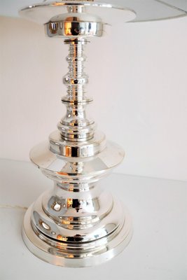 Italian Silver Plated Bronze Table Lamp, 1970s-VNE-966011