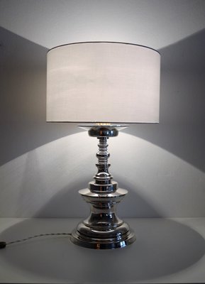 Italian Silver Plated Bronze Table Lamp, 1970s-VNE-966011