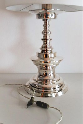 Italian Silver Plated Bronze Table Lamp, 1970s-VNE-966011