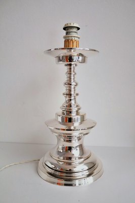 Italian Silver Plated Bronze Table Lamp, 1970s-VNE-966011