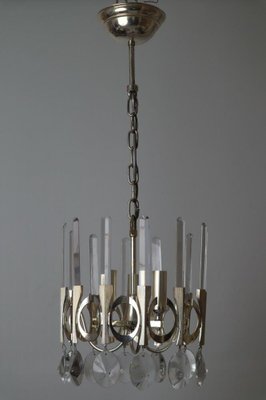 Italian Silver Plated Chandelier in Crystal by Gaetano Sciolari, 1970-ESB-1376626