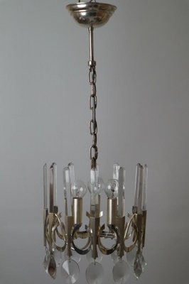 Italian Silver Plated Chandelier in Crystal by Gaetano Sciolari, 1970-ESB-1376626