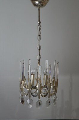 Italian Silver Plated Chandelier in Crystal by Gaetano Sciolari, 1970-ESB-1376626