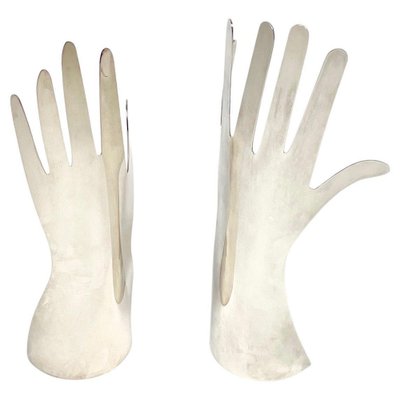 Italian Silvered Metal Hands by Gio Ponti for Sabattini, 1978, Set of 2-LYQ-1195203