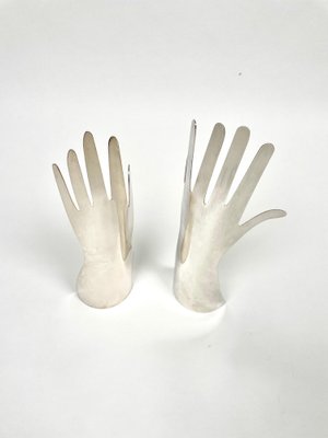 Italian Silvered Metal Hands by Gio Ponti for Sabattini, 1978, Set of 2-LYQ-1195203