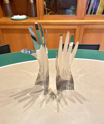 Italian Silvered Metal Hands by Gio Ponti for Sabattini, 1978, Set of 2-LYQ-1195203