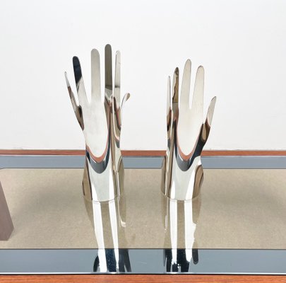 Italian Silvered Metal Hands by Gio Ponti for Sabattini, 1978, Set of 2-LYQ-1195203