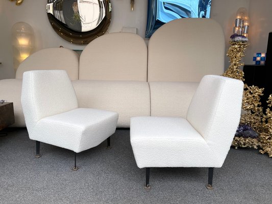 Italian Slipper Chairs with Bouclé Fabric by Studio Apa for Lenzi, 1960s, Set of 2-FUE-1004578