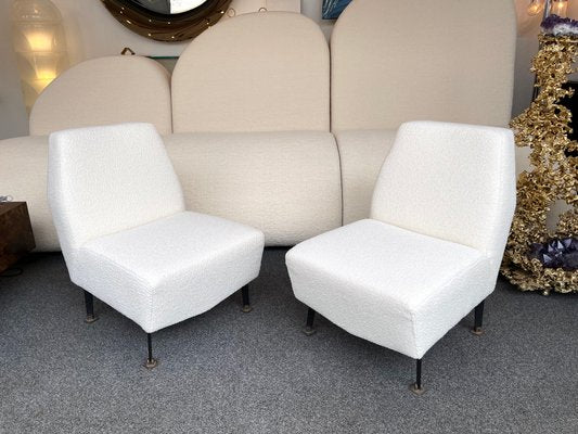 Italian Slipper Chairs with Bouclé Fabric by Studio Apa for Lenzi, 1960s, Set of 2-FUE-1004578