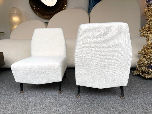 Italian Slipper Chairs with Bouclé Fabric by Studio Apa for Lenzi, 1960s, Set of 2-FUE-1004578