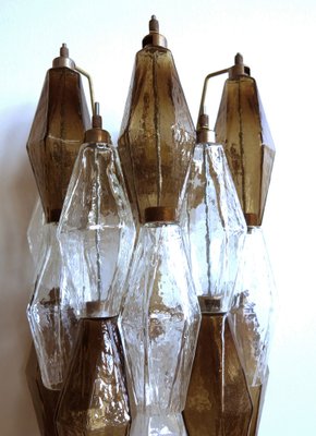 Italian Smoked and Trasparent Murano Glass Wall Sconces from Poliedri, 1990s, Set of 2-FHZ-1818541