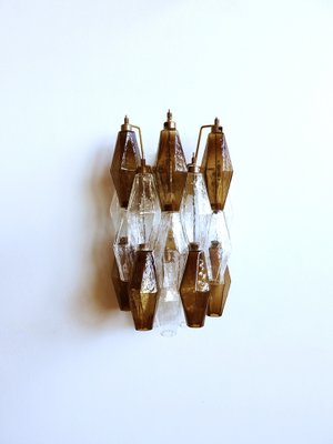 Italian Smoked and Trasparent Murano Glass Wall Sconces from Poliedri, 1990s, Set of 2-FHZ-1818541