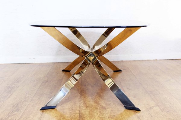 Italian Smoked Glass and Brass Coffee Table, 1980s-BQF-1448985