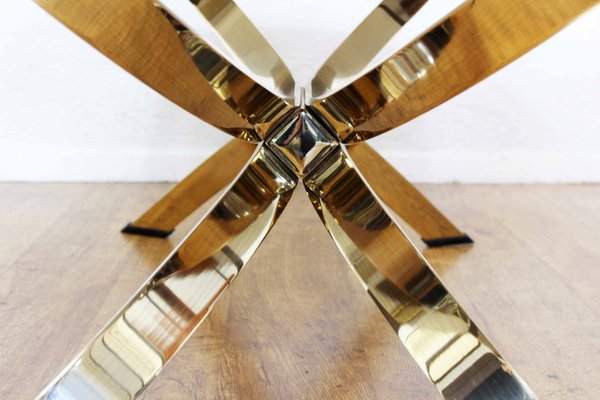 Italian Smoked Glass and Brass Coffee Table, 1980s-BQF-1448985