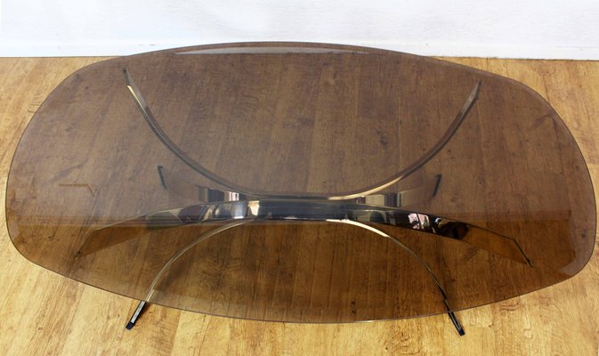 Italian Smoked Glass and Brass Coffee Table, 1980s-BQF-1448985