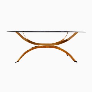 Italian Smoked Glass and Brass Coffee Table, 1980s-BQF-1448985