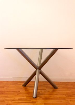 Italian Smoked Glass and Chromed Steel Dining Table, 1970s-MSC-555522