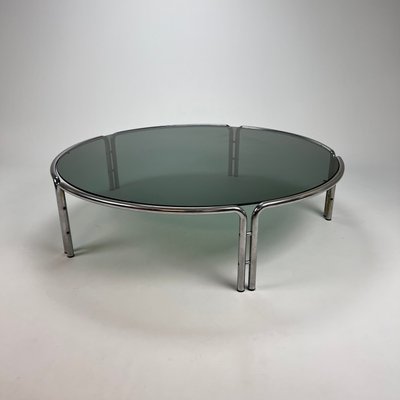 Italian Smoked Glass Tubular Coffee Table, 1970s-RMX-1170319