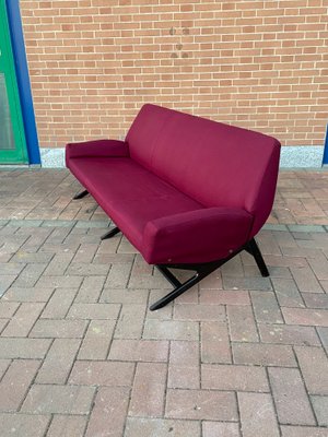 Italian Sofa in Bordeaux Fabric, 1960s-JHL-1347860