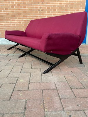 Italian Sofa in Bordeaux Fabric, 1960s-JHL-1347860