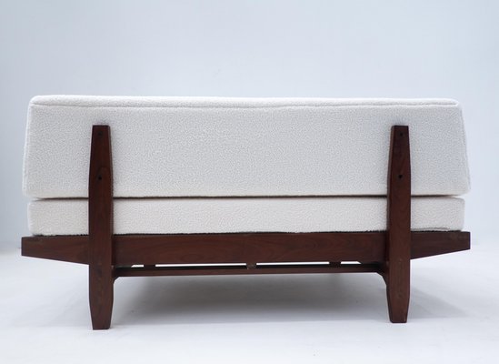 Italian Sofa in White Bouclé and Wood, 1960s-FGA-1419092