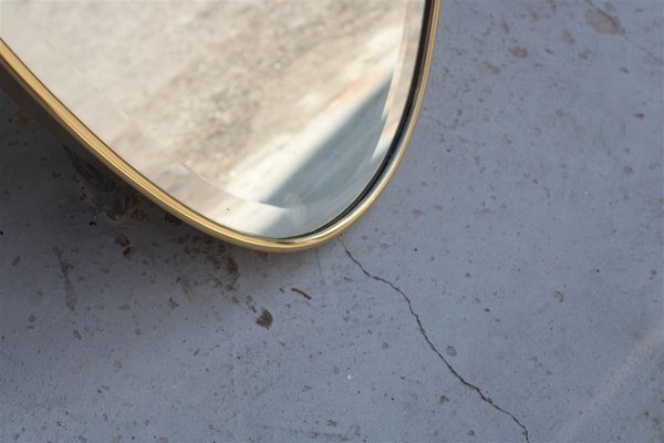 Italian Solid Brass Mirror, 1950s-EH-1374820