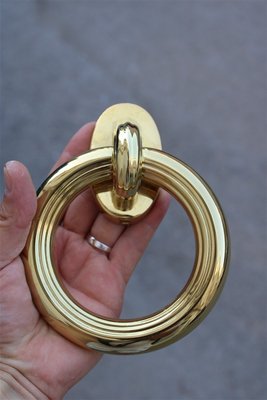 Italian Solid Brass Ring Door Handles, 1970s, Set of 2-EH-703943