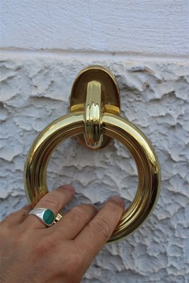 Italian Solid Brass Ring Door Handles, 1970s, Set of 2-EH-703943