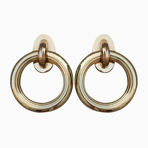 Italian Solid Brass Ring Door Handles, 1970s, Set of 2-EH-703943