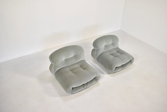 Italian Soriana Lounge Chairs by Afra and Tobia Scarpa for Cassina, 1970s, Set of 2