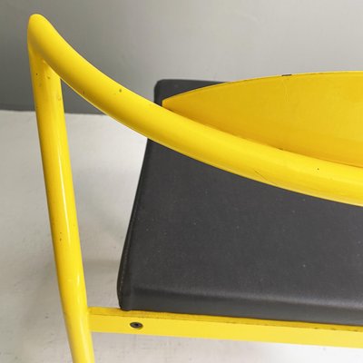 Italian Space Age Chair in Black Leather and Yellow Metal, 1970s-GDD-1382544