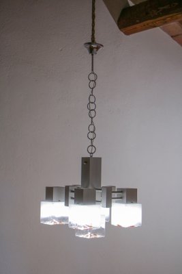 Italian Space Age Cubic Chandelier by Gaetano Sciolari for Mazzega, 1970s-MTX-998245