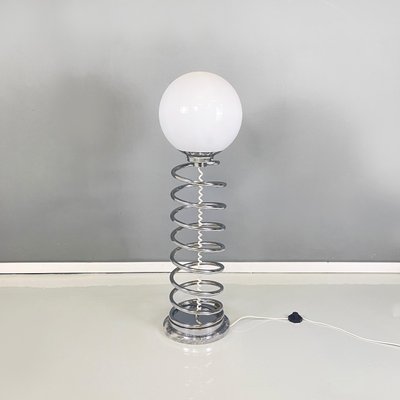 Italian Space Age Modern Floor Lamp with Opaline Glass & Metal Gray Marble, 1970s-GDD-1741985