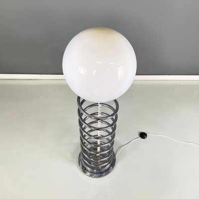 Italian Space Age Modern Floor Lamp with Opaline Glass & Metal Gray Marble, 1970s-GDD-1741985