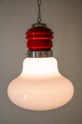 Italian Space Age Pendant Lamp with Red Murano Glass by Mazzega, 1970s-MTX-951923