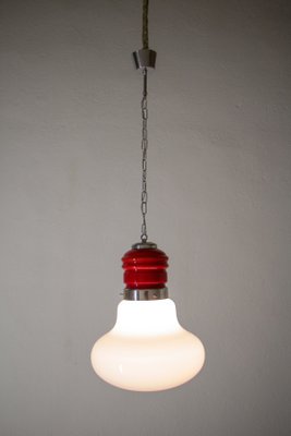 Italian Space Age Pendant Lamp with Red Murano Glass by Mazzega, 1970s-MTX-951923