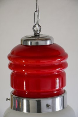 Italian Space Age Pendant Lamp with Red Murano Glass by Mazzega, 1970s-MTX-951923