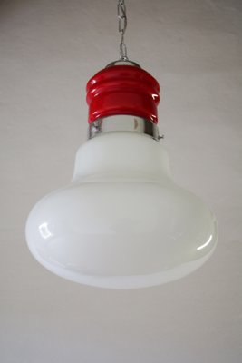 Italian Space Age Pendant Lamp with Red Murano Glass by Mazzega, 1970s-MTX-951923