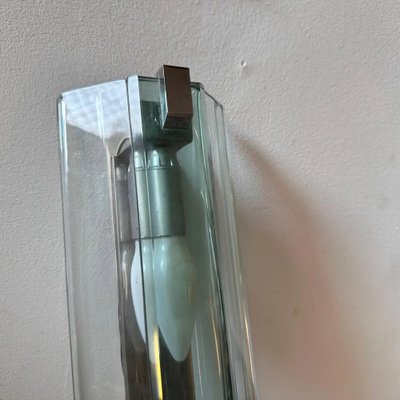 Italian Space Age Rectangular Glass and Chromed Metal Wall Sconce from Veca, 1960s-NMK-1743068