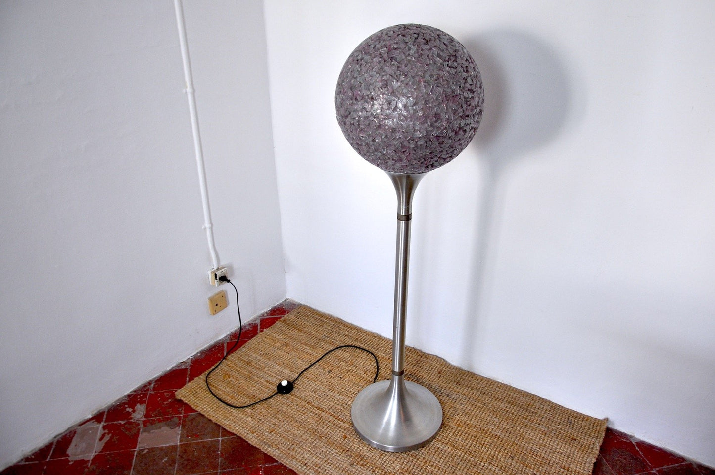 Italian Space Age Spherical Methacrylate Floor Lamp, 1970s