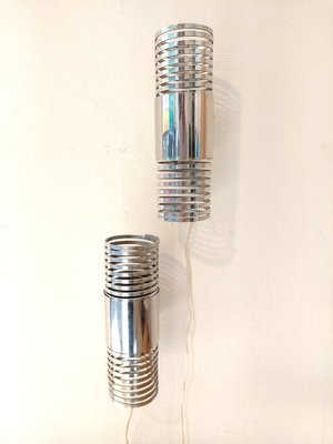 Italian Space Age Spring Wall Lamps in Chrome, 1970s, Set of 2-PCJ-1382784