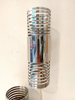 Italian Space Age Spring Wall Lamps in Chrome, 1970s, Set of 2-PCJ-1382784