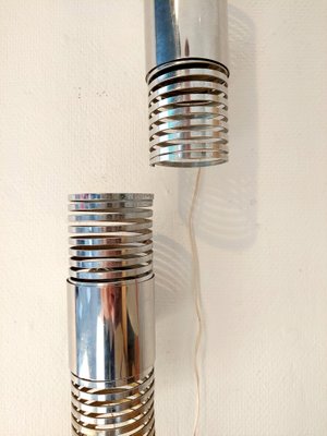 Italian Space Age Spring Wall Lamps in Chrome, 1970s, Set of 2-PCJ-1382784