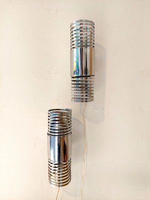 Italian Space Age Spring Wall Lamps in Chrome, 1970s, Set of 2-PCJ-1382784